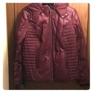 NEW! H by Halston Leather/Nylon Winter Jacket